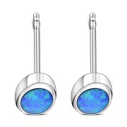 Synthetic Opal Oval Silver Stud Earrings, e345